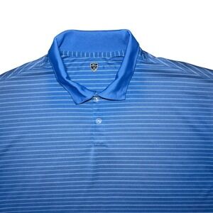 Nike Golf Polo Short Sleeve Shirt Mens XL Light Blue Striped Performance